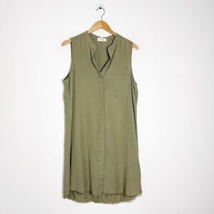 Bella Dahl Sleeveless Tencel Shirt Dress – Olive Green – Size Medium